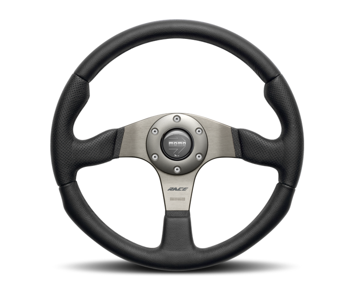 Momo Race Steering Wheel 350 mm - Black Leather/Anth Spokes