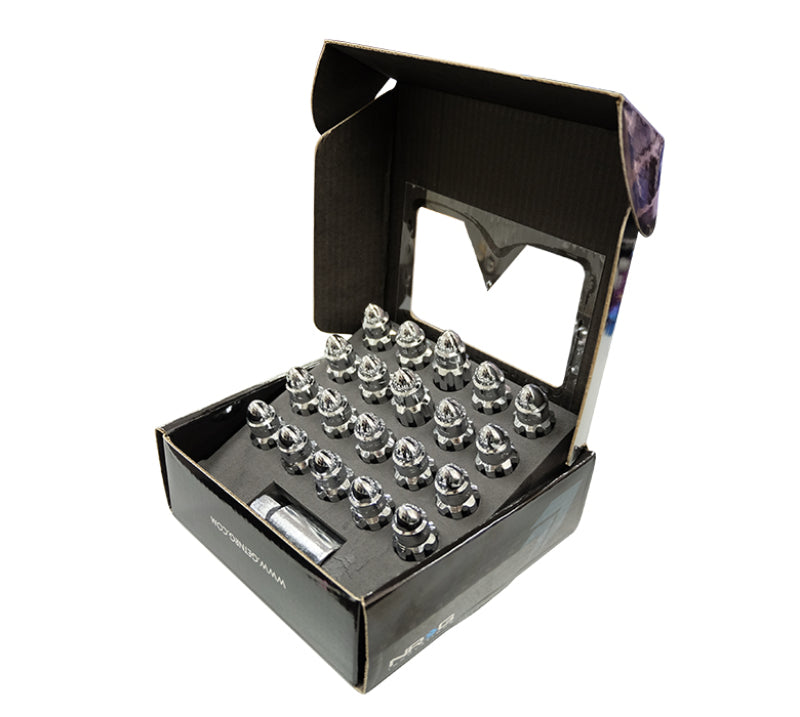 Load image into Gallery viewer, NRG 500 Series M12 X 1.5 Bullet Shape Steel Lug Nut Set - 21 Pc w/Lock Key - Silver
