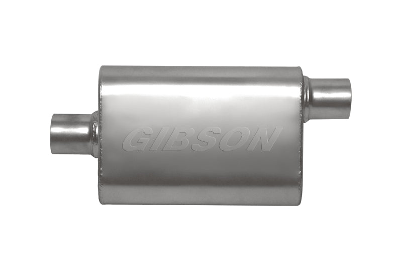 Load image into Gallery viewer, Gibson CFT Superflow Center/Offset Oval Muffler - 4x9x18in/2.5in Inlet/2.5in Outlet - Stainless
