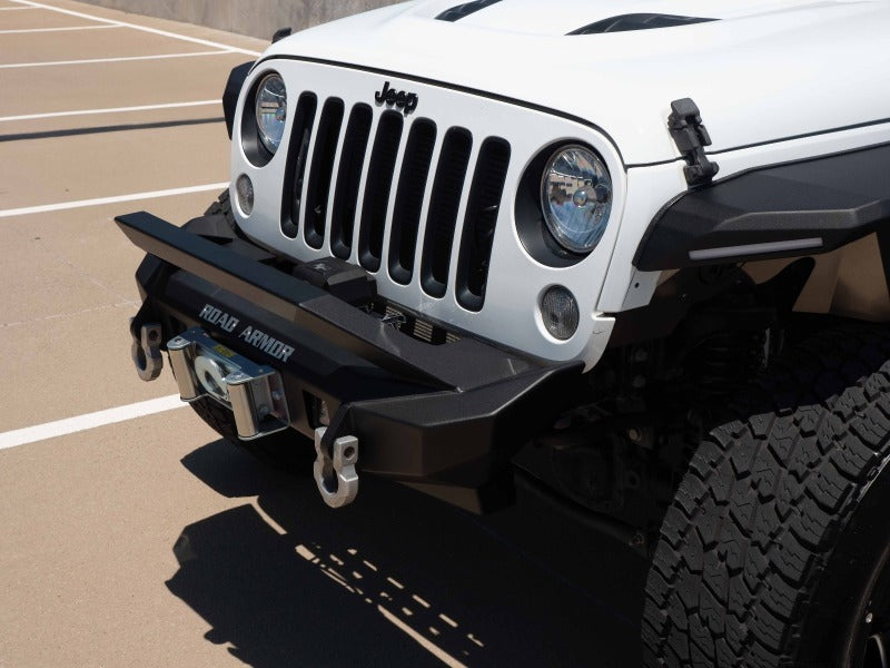Load image into Gallery viewer, Road Armor 07-18 Jeep Wrangler JK Stealth Front Fender Flare Body Armor w/LED DRL - Tex Blk
