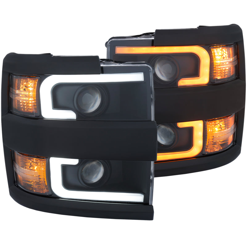 Load image into Gallery viewer, ANZO Projector Headlights 15-17 Chevrolet Silverado 2500HD / 3500HD Black w/ Black Rim
