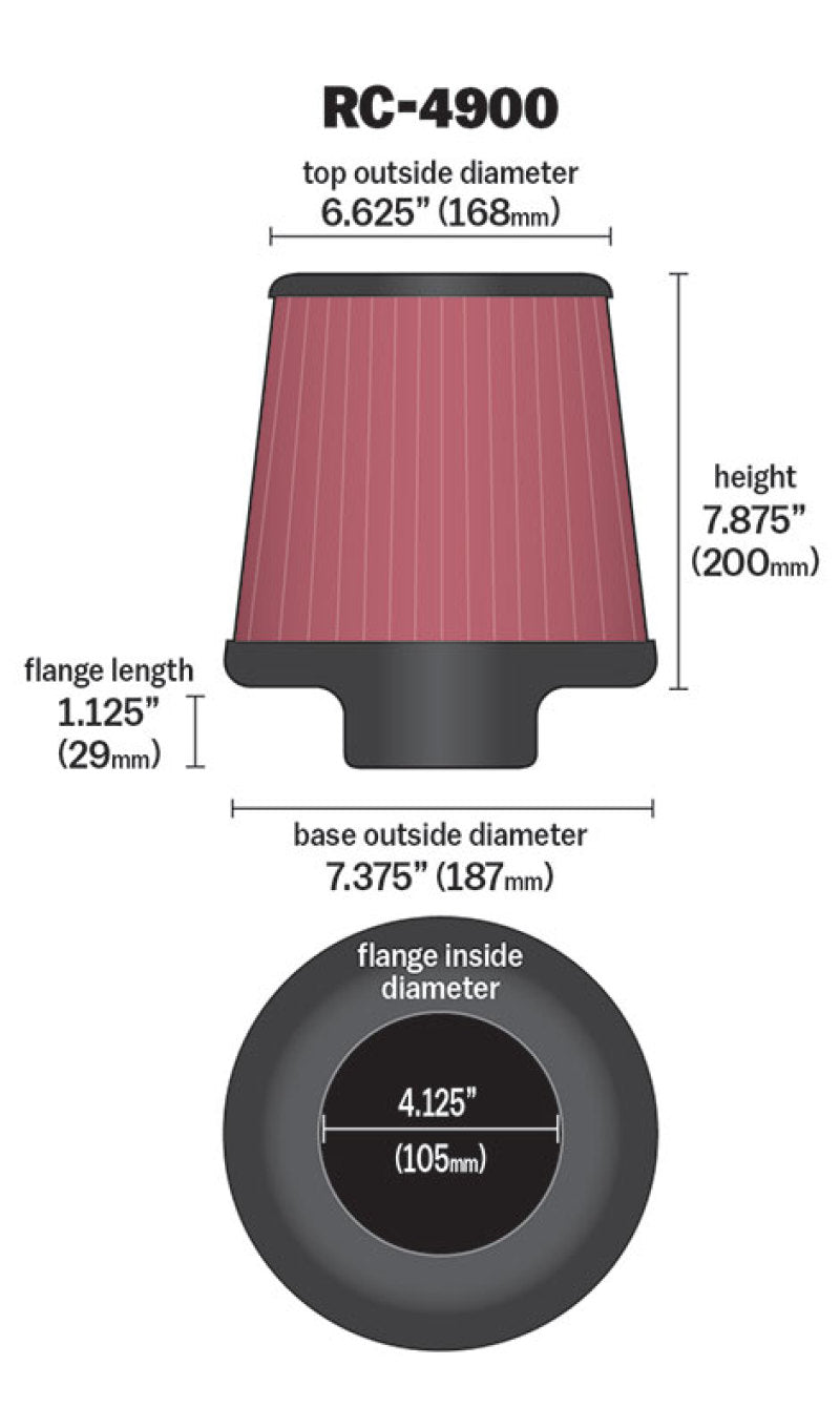 Load image into Gallery viewer, K&amp;N Universal Air Filter Round Tapered 7.375in Base OD / 6.625in Top OD / 7.875in Height
