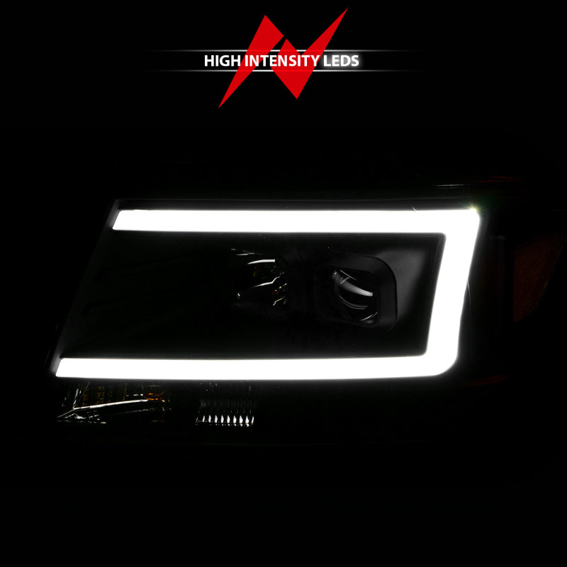 Load image into Gallery viewer, ANZO 2004-2008 Ford  F-150 Projector Headlights w/ Light Bar Black Housing
