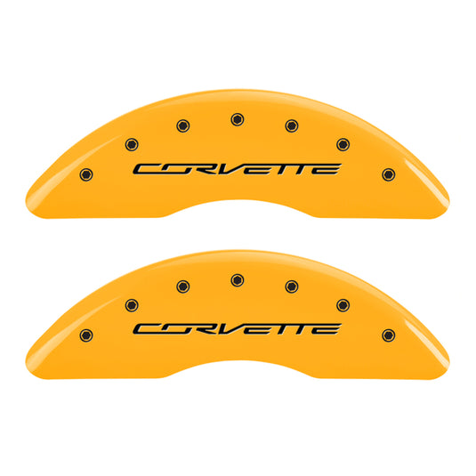 MGP 4 Caliper Covers Engraved Front & Rear C7/Corvette Yellow finish black ch