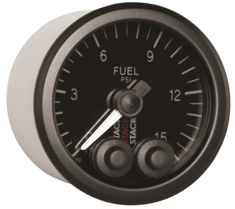 Load image into Gallery viewer, Autometer Stack 52mm 0-15 PSI 1/8in NPTF Male Pro-Control Fuel Pressure Gauge - Black
