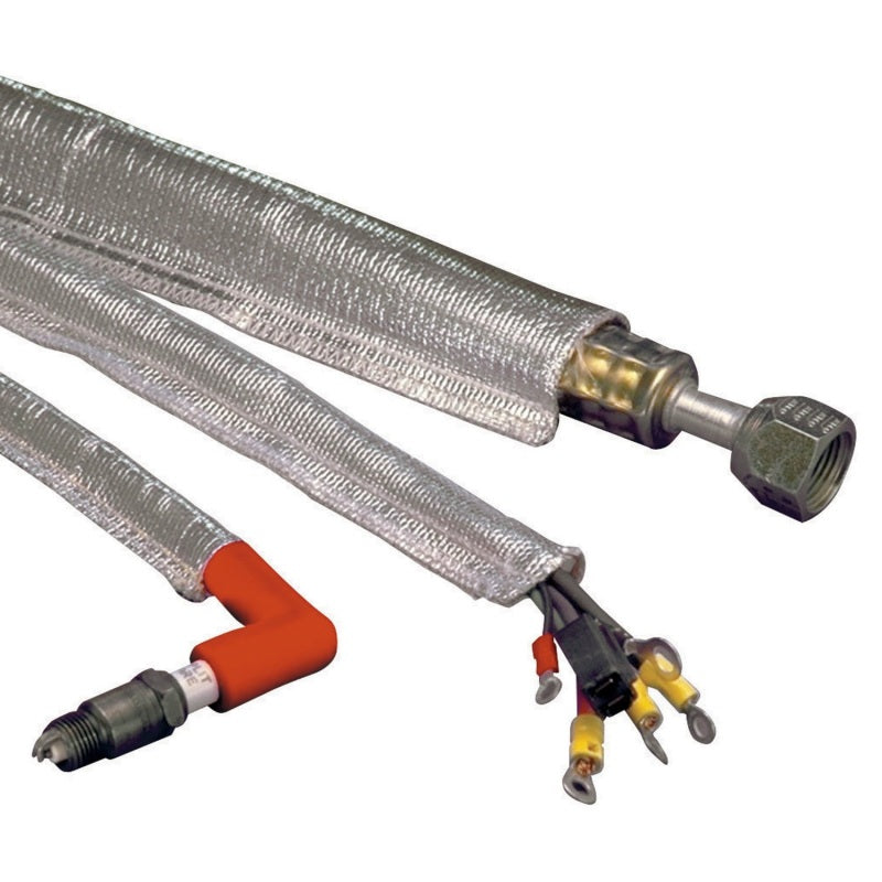 Load image into Gallery viewer, DEI Heat Sheath 1-1/4in I.D. x 3ft - Aluminized Sleeving - Sewn Edge
