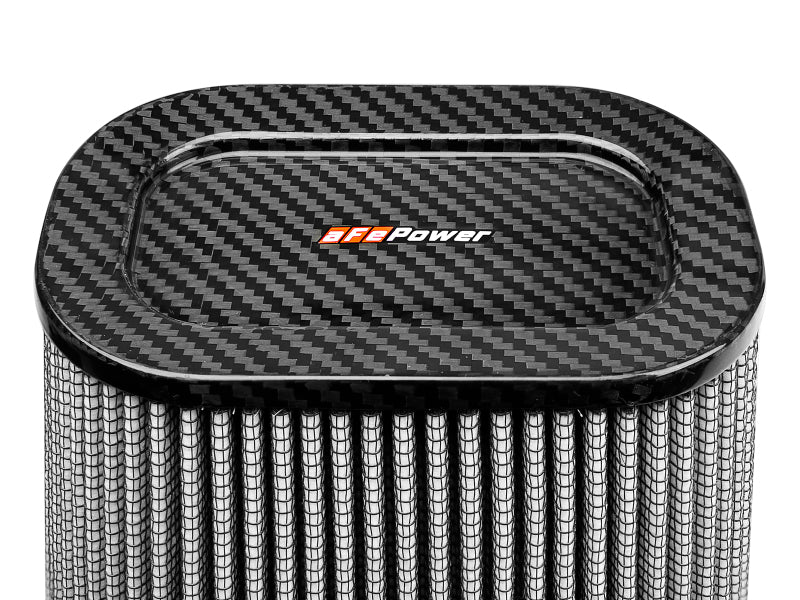 Load image into Gallery viewer, aFe MagnumFLOW Pro Dry S Air Filter (7.5x5.5in) F x (9x7in) B x (5.75x3.75in) T (Carbon) x 10in H
