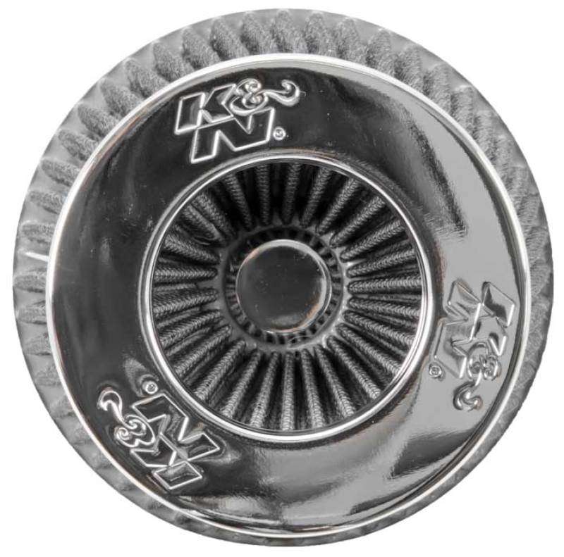 Load image into Gallery viewer, K&amp;N Universal Filter Chrome Round Tapered White - 4in Flange ID x 1.125in Flange Length x 5.5in H
