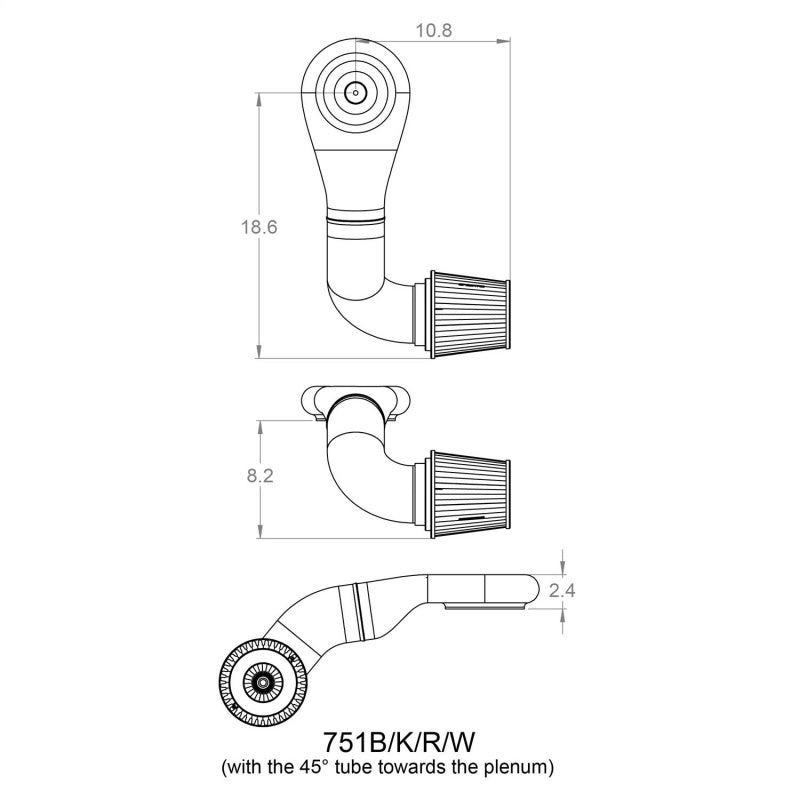 Load image into Gallery viewer, Spectre Plenum Kit (Low) w/Passenger Side 45/90 Degree Tube
