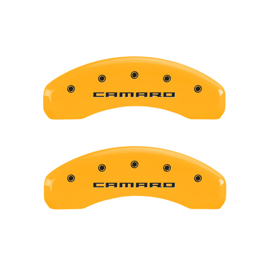 MGP 4 Caliper Covers Engraved Front & Rear Gen 5/Camaro Yellow finish black ch