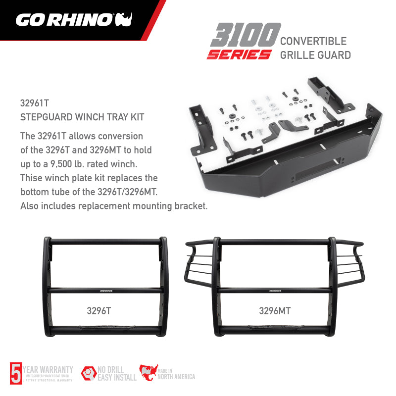 Load image into Gallery viewer, Go Rhino 18-20 Ford F-150 3100 Series StepGuard Winch Plate Kit (Req. 3296T or 3296MT) - Tex. Black

