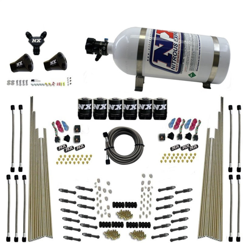 Load image into Gallery viewer, Nitrous Express 8 Cyl Dry Direct Port Three Stage 6 Solenoids Nitrous Kit (200-600HP) w/10lb Bottle
