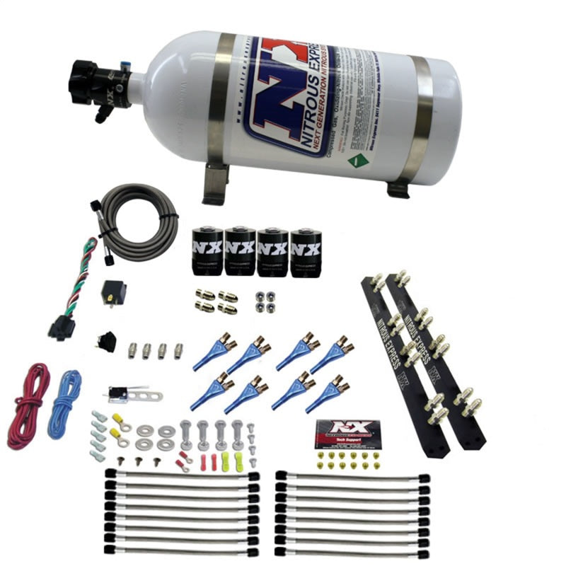 Load image into Gallery viewer, Nitrous Express 8 Cyl Soft Line Shark Rail Nitrous Kit w/10lb Bottle
