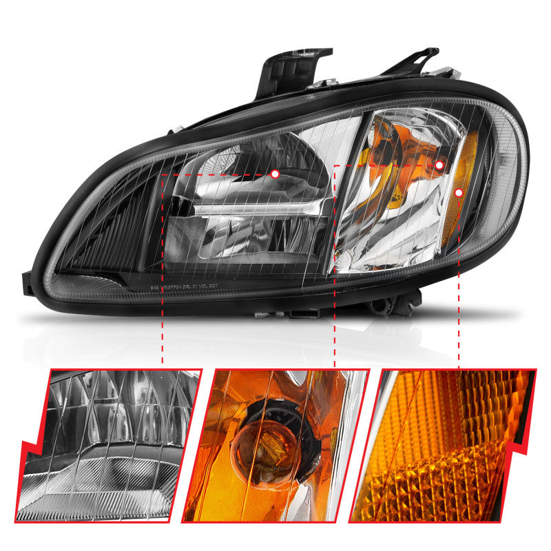 Load image into Gallery viewer, ANZO 2002-2014 Freightliner M2 LED Crystal Headlights Black Housing w/ Clear Lens (Pair)
