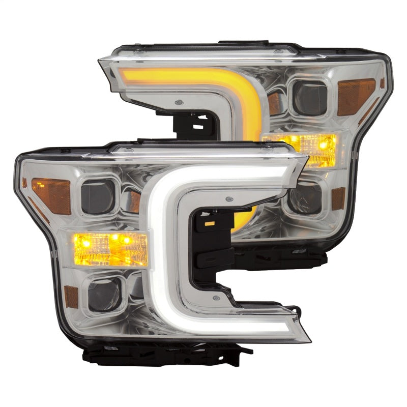 Load image into Gallery viewer, ANZO 18-19 Ford F-150 Projector Headlights w/Plank Style Switchback Chrome w/Amber
