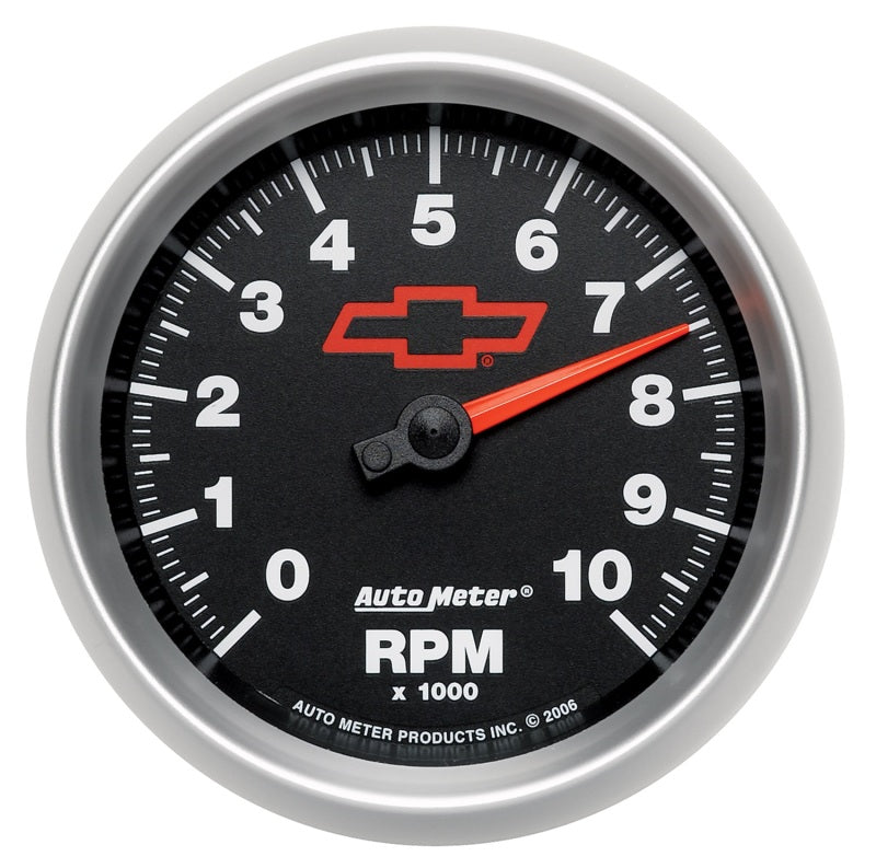 Load image into Gallery viewer, AutoMeter Gauge Tachometer 3-3/8in. 10K RPM In-Dash Chevy Red Bowtie Black
