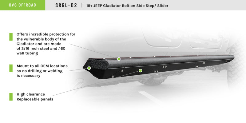 Load image into Gallery viewer, DV8 Offroad 2019+ Jeep Gladiator Side Step/Sliders
