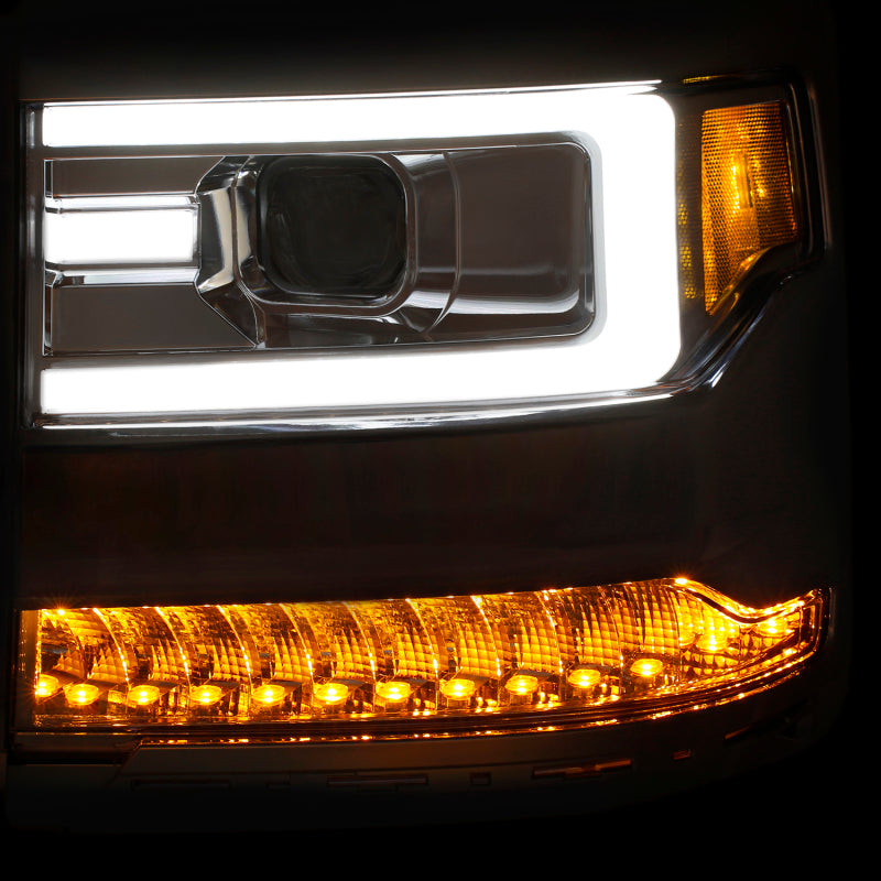 Load image into Gallery viewer, ANZO 16-17 Chevy Silverado 1500 Projector Headlights Plank Style Design Chrome w/ Amber
