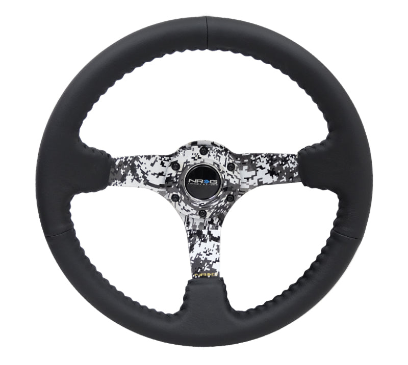 Load image into Gallery viewer, NRG Reinforced Steering Wheel (350mm / 3in. Deep) Blk Leather w/Hydrodipped Digi-Camo Spokes
