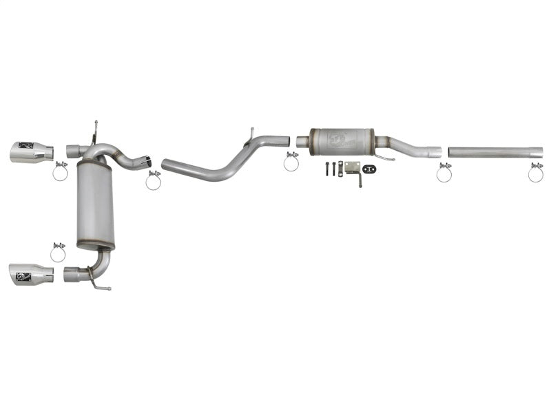 Load image into Gallery viewer, aFe Rebel Series 2.5in 409 SS Cat-Back Exhaust w/ Polished Tips 07+ Jeep Wrangler (JK) V6 3.6L/3.8L
