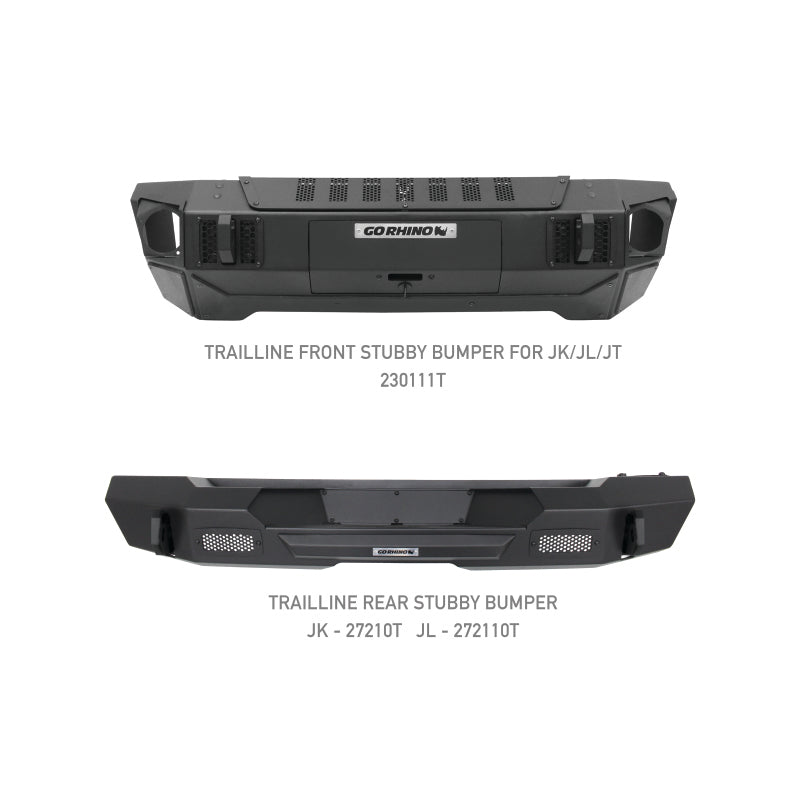 Load image into Gallery viewer, Go Rhino 07-20 Jeep Wrangler JL/JLU/JK/JKU/Gladiator JT Trailline Front Stubby Bumper
