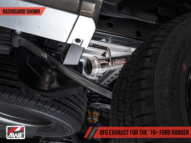 Load image into Gallery viewer, AWE Tuning 2019+ Ford Ranger 0FG Performance Exhaust System w/Chrome Silver Tips &amp; Bash Guard
