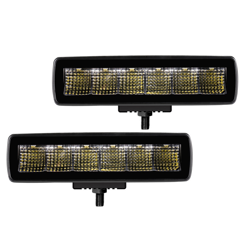 Load image into Gallery viewer, Go Rhino Xplor Blackout Series Sixline LED Flood Light Kit (Surface/Threaded Stud Mnt) - Blk (Pair)
