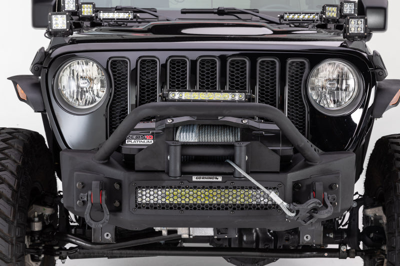 Load image into Gallery viewer, Go Rhino 07-20 Jeep Wrangler JL/JLU/JK/JKU/Gladiator JT Rockline Front Stubby Bumper w/ Overrider
