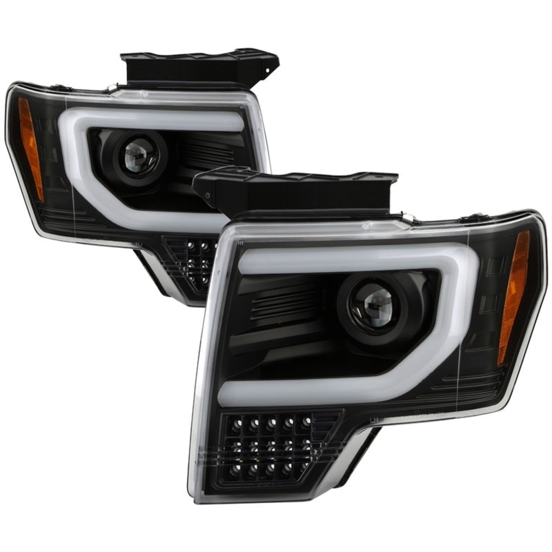 Load image into Gallery viewer, Spyder Ford F150 09-14 Halogen Light Bar Projector Headlights Black PRO-YD-FF15009PL-SEQ-BK
