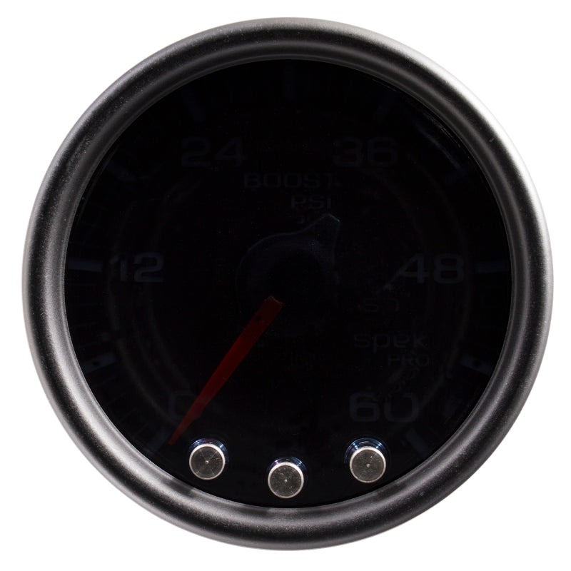 Load image into Gallery viewer, Autometer Spek-Pro Gauge Boost 2 1/16in 60psi Stepper Motor W/Peak &amp; Warn Blk/Smoke/Black

