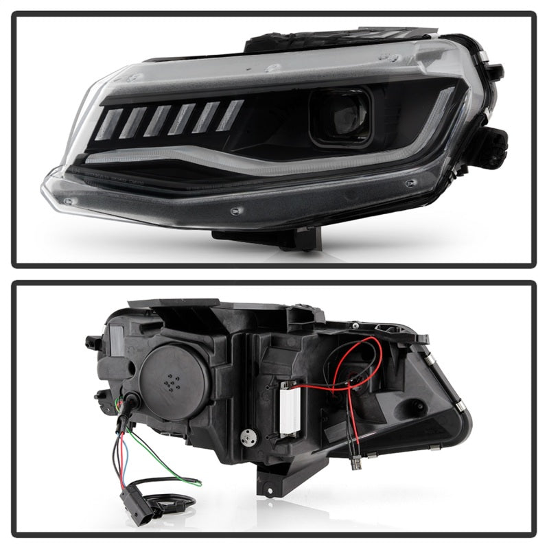 Load image into Gallery viewer, Spyder Chevy Camaro 16-18 Halogen Model Projector Headlights Black PRO-YD-CCAM16HALSI-SEQ-BK
