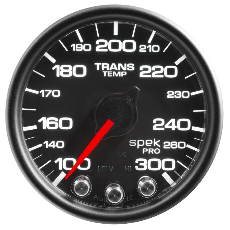 Load image into Gallery viewer, Autometer Spek-Pro Gauge Trans Temp 2 1/16in 300f Stepper Motor W/Peak &amp; Warn Blk/Blk
