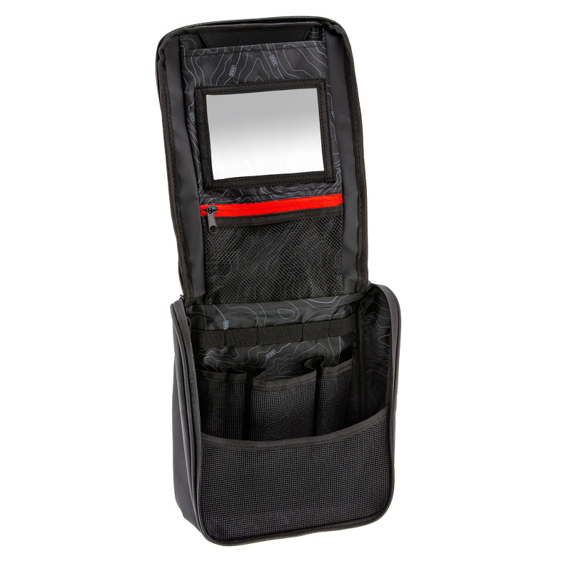 Load image into Gallery viewer, ARB Toiletries Bag Charcoal Finish w/ Red Highlights PVC Outer Shell Mesh Pockets Mirror
