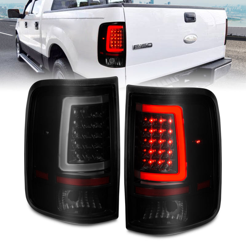 Load image into Gallery viewer, ANZO 2004-2006 Ford F-150 LED Tail Lights w/ Light Bar Black Housing Smoke Lens
