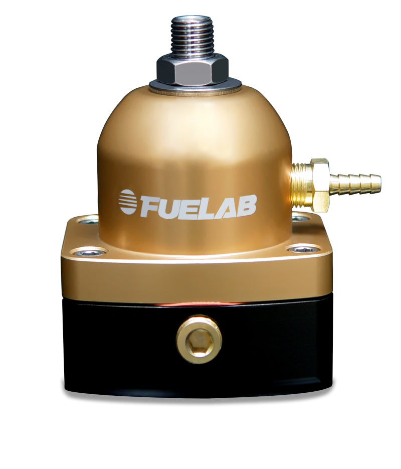 Load image into Gallery viewer, Fuelab 545 EFI Adjustable Mini FPR In-Line 90-125 PSI (1) -6AN In (1) -6AN Return - Gold
