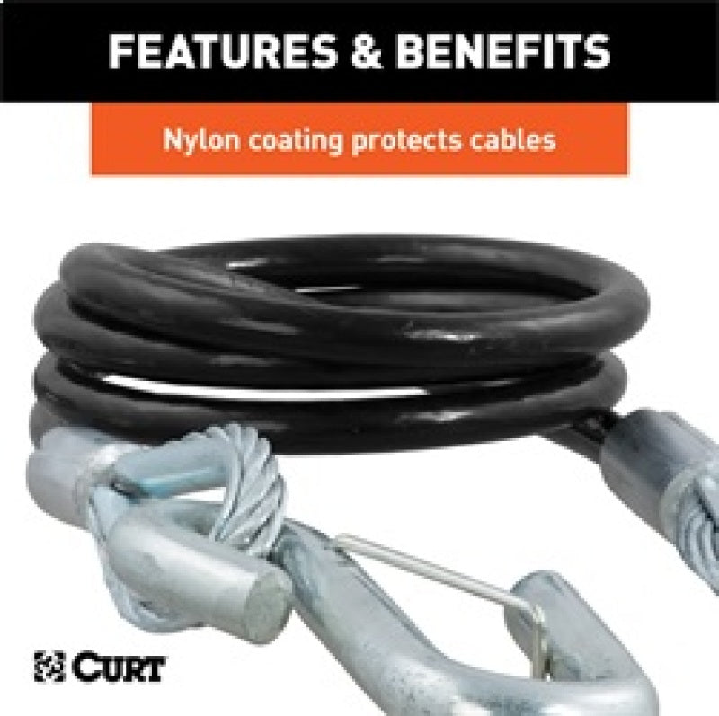 Load image into Gallery viewer, RockJock Curt Towing Safety Cable Kit 44 1/2in Long w/ 2 Snap Hooks 5000lbs 2-Pack
