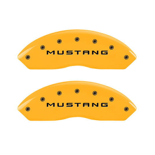 MGP 4 Caliper Covers Engraved Front Mustang Rear Bar & Pony Yellow Finish Blk Char 2004 Ford Mustang