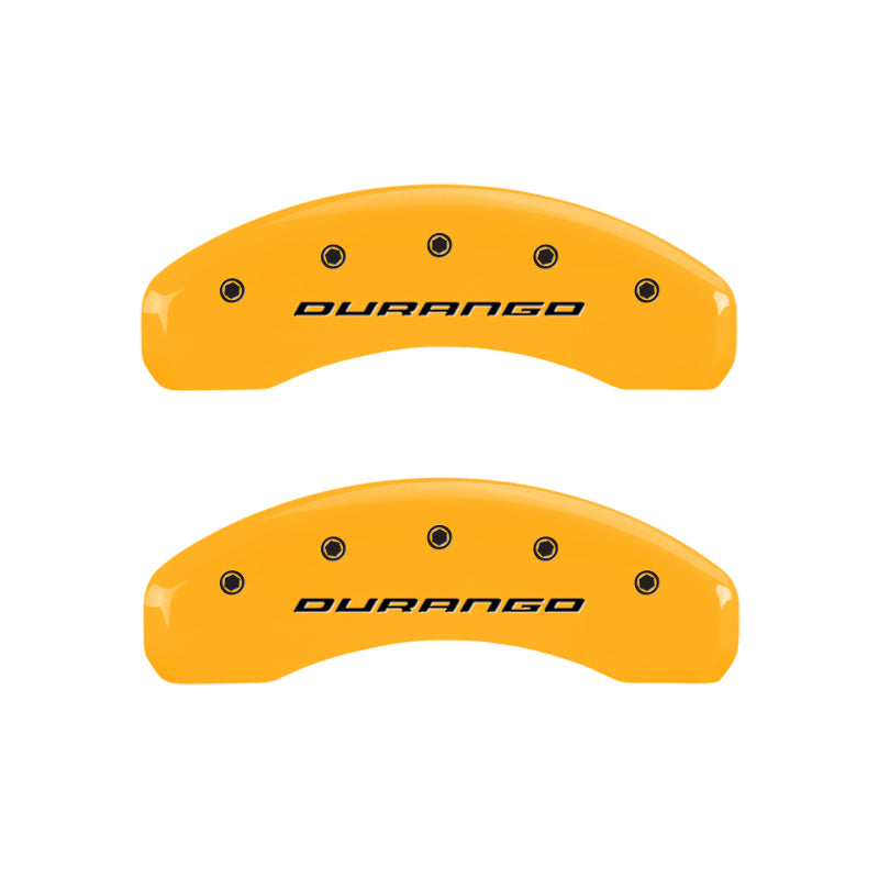 Load image into Gallery viewer, MGP 4 Caliper Covers Engraved Front &amp; Rear With stripes/Durango Black finish silver ch

