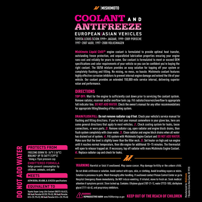 Load image into Gallery viewer, Mishimoto Liquid Chill EG Coolant, European/Asian Vehicles, Pink/Red
