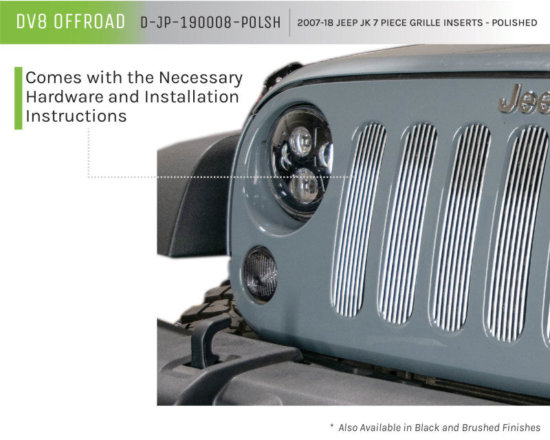 Load image into Gallery viewer, DV8 Offroad 2007-2018 Jeep JK Polished Grille Inserts
