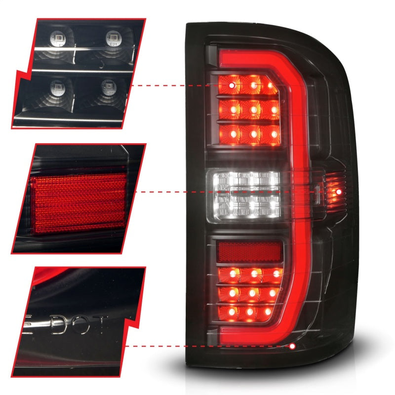 Load image into Gallery viewer, ANZO 14-18 GMC Sierra 1500 Full LED Taillights Black Housing Smoke Lens (w/C Light Bars)
