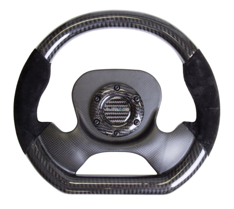 Load image into Gallery viewer, NRG Carbon Fiber Steering Wheel (320mm) CF Center Plate &amp; Two-Tone Carbon w/Suede Trim Handles
