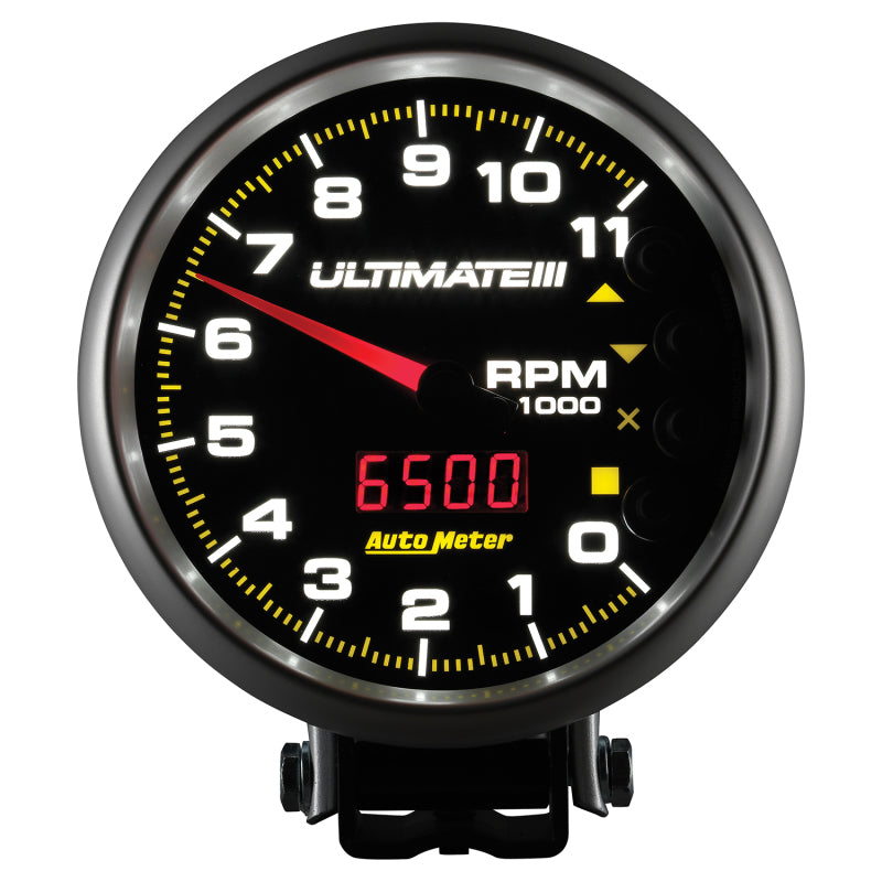 Load image into Gallery viewer, AutoMeter Gauge Tach 5in. 11K RPM Pedestal Datalogging Ultimate IIi Playback Black
