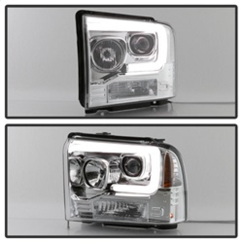 Load image into Gallery viewer, Spyder 05-07 Ford F250/350/450 SD Ver 2 Proj Headlights - Light Bar DRL - Black PRO-YD-FS05V2-LB-C
