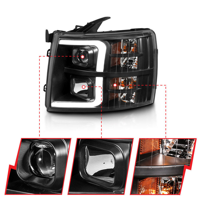 Load image into Gallery viewer, ANZO 07-13 Chevrolet Silverado 3500 Projector Headlights - Black Amber
