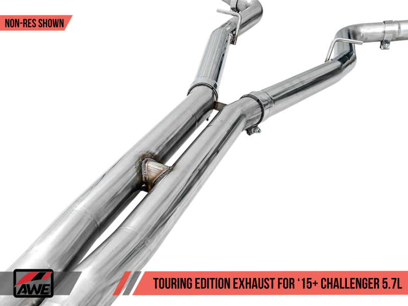 Load image into Gallery viewer, AWE Tuning 2017+ Challenger 5.7L Touring Edition Exhaust - Non-Resonated - Chrome Silver Quad Tips
