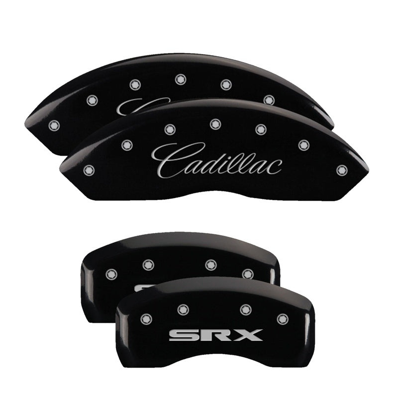 Load image into Gallery viewer, MGP 4 Caliper Covers Engraved Front &amp; Rear GMC Black finish silver ch
