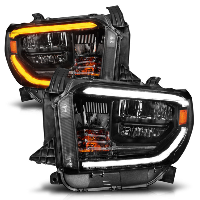 Load image into Gallery viewer, ANZO 14-21 Toyota Tundra (OE Halogen w/LED DRL) LED Crystal Headlights w/ Switchback &amp; DRL - Blk
