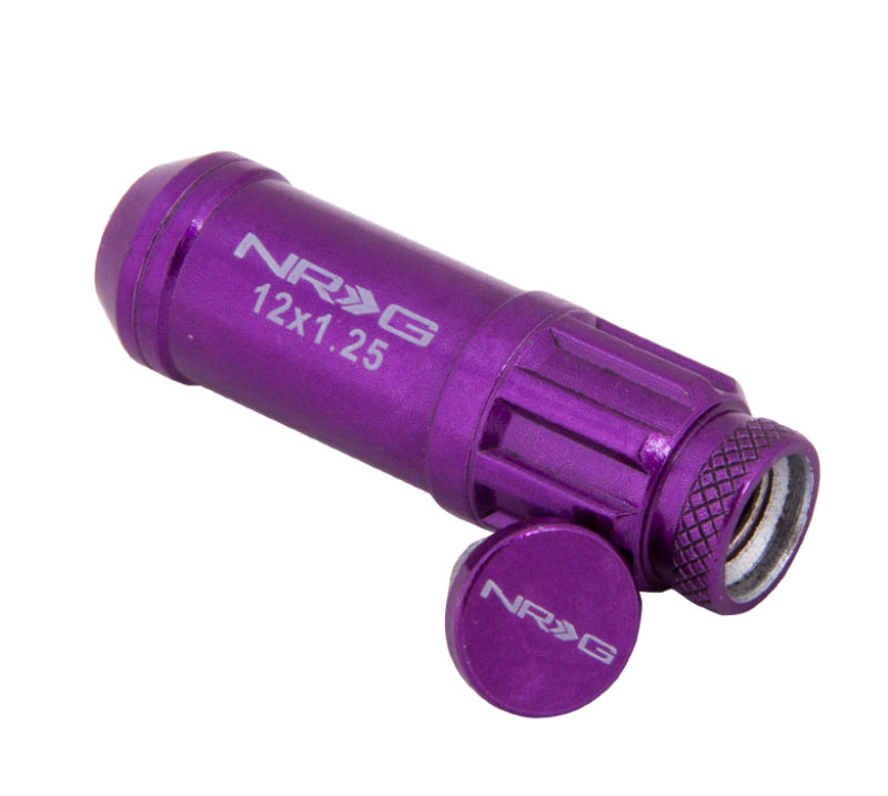 Load image into Gallery viewer, NRG 700 Series M12 X 1.25 Steel Lug Nut w/Dust Cap Cover Set 21 Pc w/Locks &amp; Lock Socket - Purple
