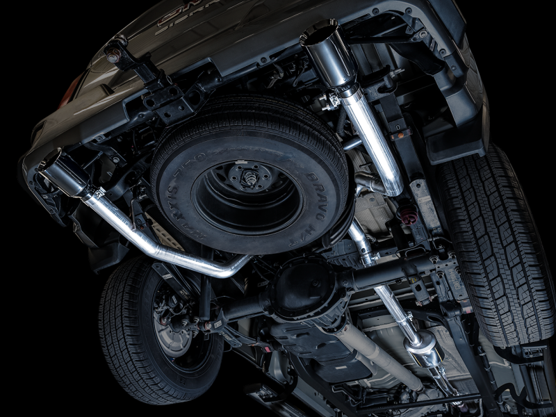 Load image into Gallery viewer, AWE Tuning 4th Gen GM 1500 5.3L 0FG Cat-Back Split Rear Exit (Flat Bumper) - Dual Diamond Tips
